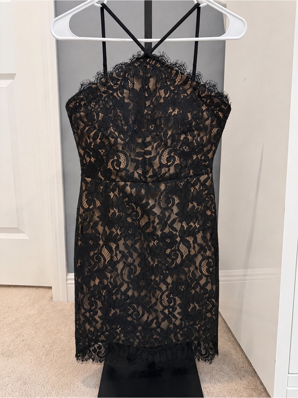 *EUC Lulu's Black Lace Halter Mini Dress